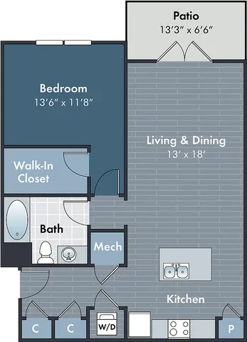 The Melissa Floor Plan at Abberly Market Point Apartment Homes