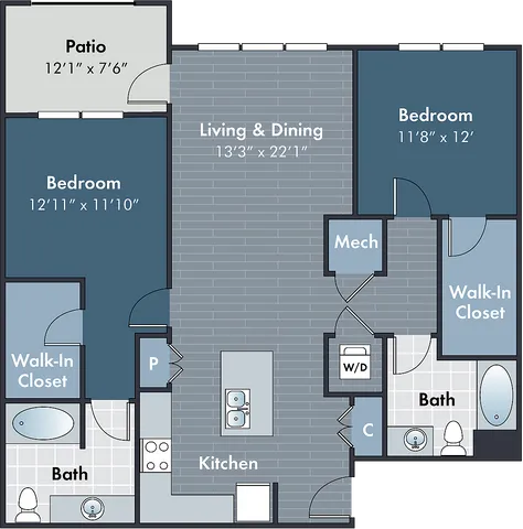 The Miles Floor Plan at Abberly Market Point Apartment Homes