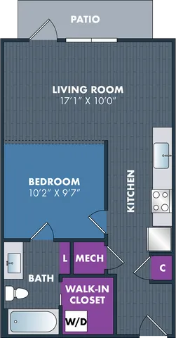 The Caravaggio Floor Plan at Abberly NoDa Vista Apartment Homes
