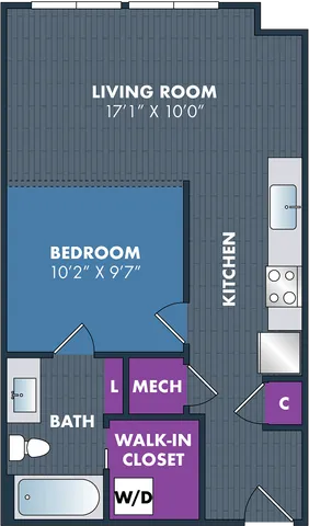 The Cezanne Floor Plan at Abberly NoDa Vista Apartment Homes