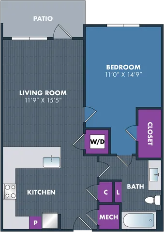 The Da Vinci Floor Plan at Abberly NoDa Vista Apartment Homes