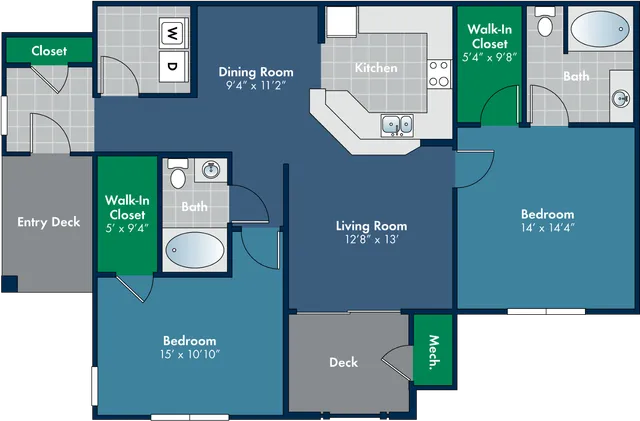 The Savoy Floor Plan at Abberly Place Apartment Homes