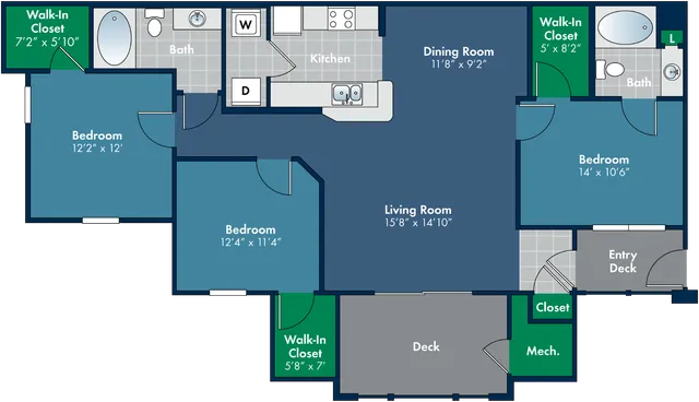 The Tiburon Floor Plan at Abberly Place Apartment Homes