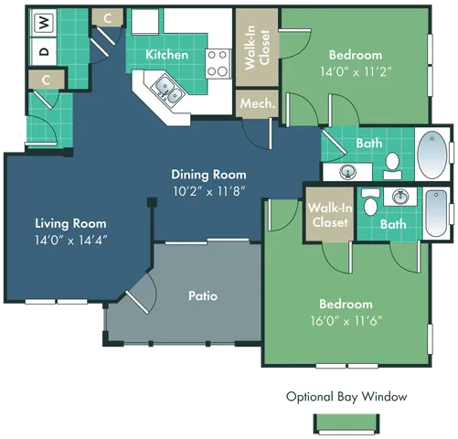 The Biltmore Floor Plan at Abberly Woods Apartment Homes