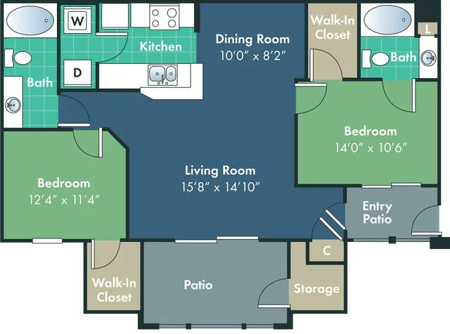The Dilworth Floor Plan at Abberly Woods Apartment Homes