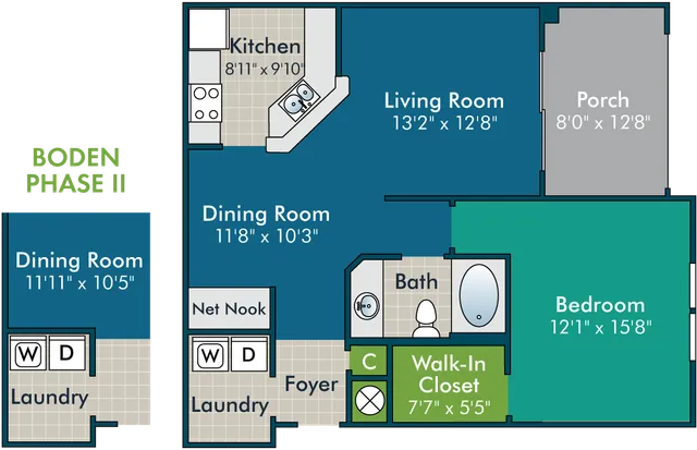 The Boden Floor Plan at Abberly Green Apartment Homes