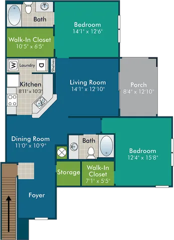 The Madigan II Floor Plan at Abberly Green Apartment Homes