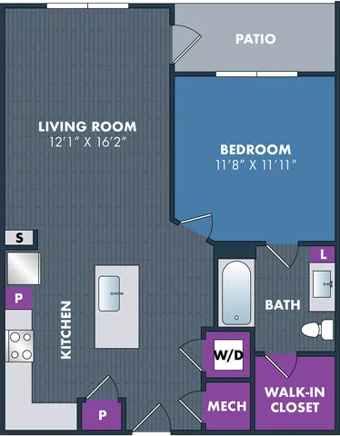 The Dali Floor Plan at Abberly NoDa Vista Apartment Homes