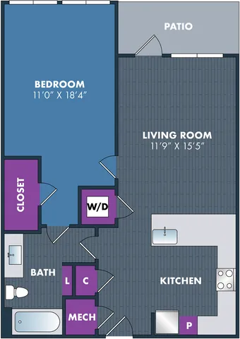 The Delacroix Floor Plan at Abberly NoDa Vista Apartment Homes