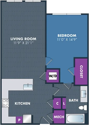 The Kusama Floor Plan at Abberly NoDa Vista Apartment Homes
