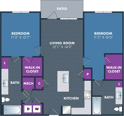 The Michelangelo Floor Plan at Abberly NoDa Vista Apartment Homes