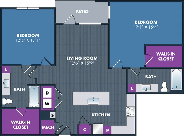 The Okeeffe Floor Plan at Abberly NoDa Vista Apartment Homes