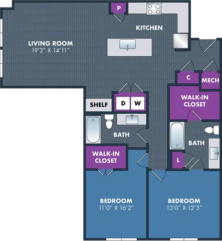 The Pollock Floor Plan at Abberly NoDa Vista Apartment Homes
