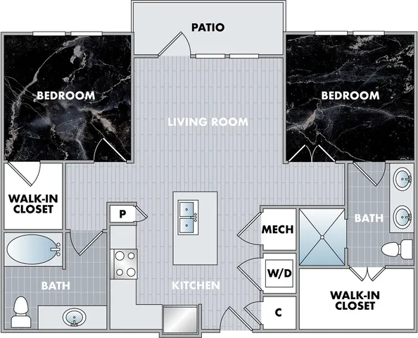 The Jet Floor Plan at Abberly Onyx Apartment Homes