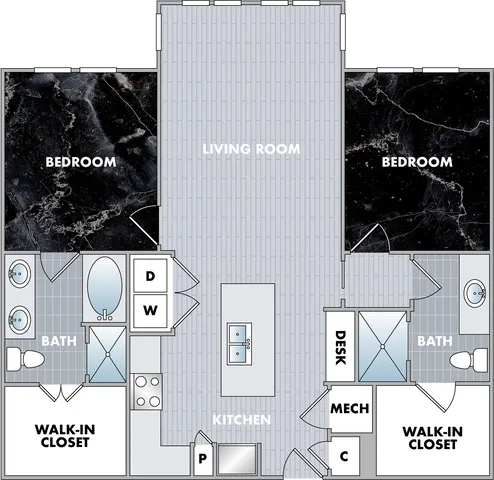The Obsidian Floor Plan at Abberly Onyx Apartment Homes