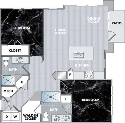 The Pearl Floor Plan at Abberly Onyx Apartment Homes