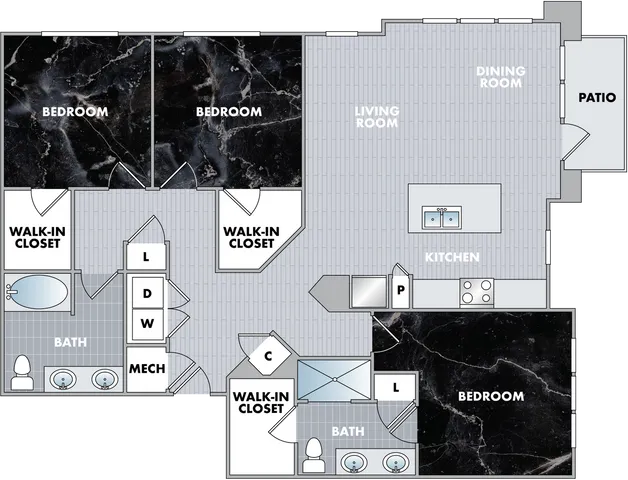 The Sapphire Floor Plan at Abberly Onyx Apartment Homes