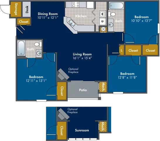 The Shenandoah Floor Plan at Abberly Twin Hickory Apartment Homes
