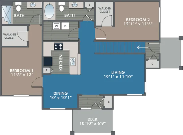 Abberly Waterstone Apartment Homes - Two-Bedroom Floorplan