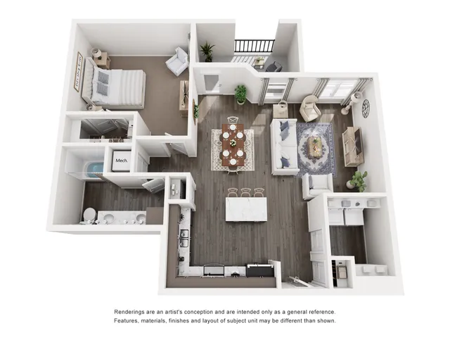 The Buffalo Floor Plan at Abberly Royal Creek Apartment Homes by HHHunt