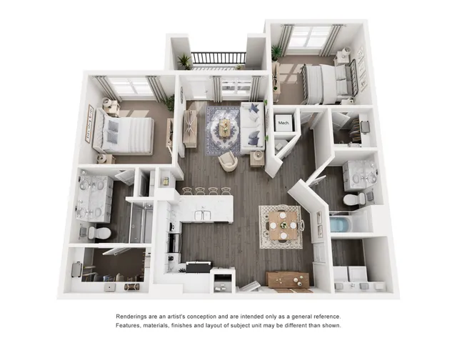 The Sycamore Floor Plan at Abberly Royal Creek Apartment Homes by HHHunt