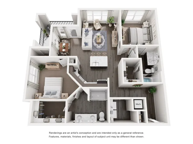 The Utley Floor Plan at Abberly Royal Creek Apartment Homes by HHHunt