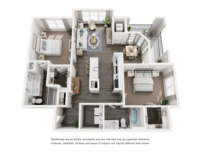 The Walnut Floor Plan at Abberly Royal Creek Apartment Homes by HHHunt