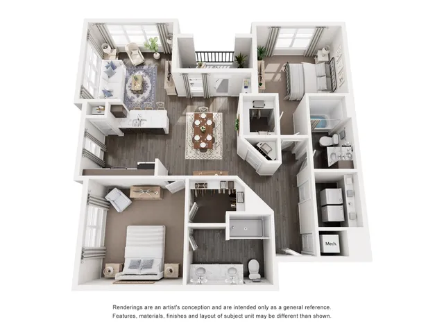 The White Oak Floor Plan at Abberly Royal Creek Apartment Homes by HHHunt