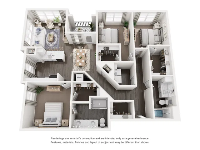 The Williams Floor Plan at Abberly Royal Creek Apartment Homes by HHHunt