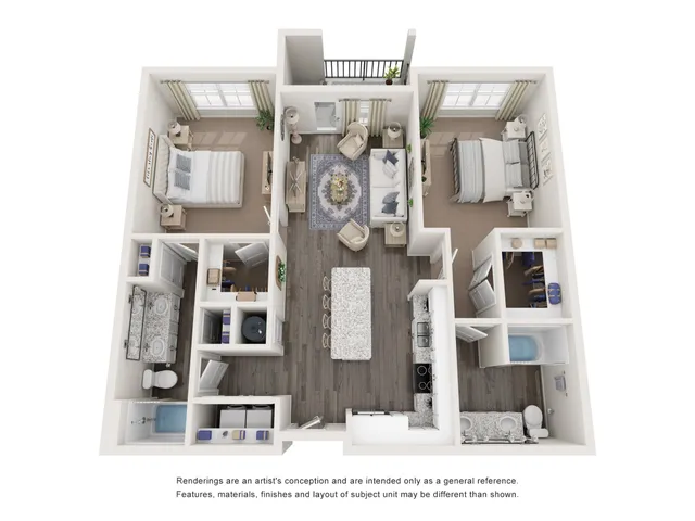The Hickory Floor Plan at Abberly Alston Apartment Homes by HHHunt