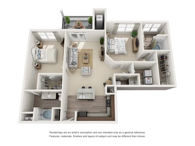 The Raleigh Floor Plan at Abberly at Southpoint Apartment Homes by HHHunt