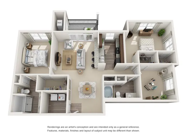 The Savannah Floor Plan at Abberly at Southpoint Apartment Homes by HHHunt