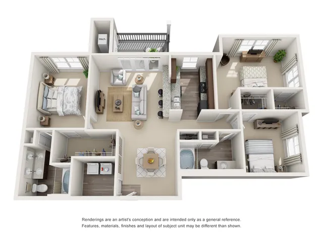 The Tuscaloosa Floor Plan at Abberly at Southpoint Apartment Homes by HHHunt