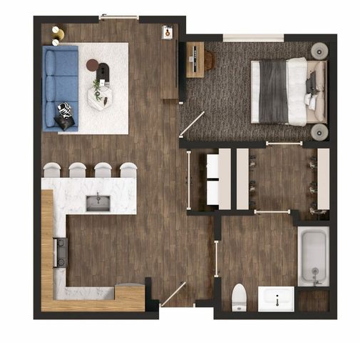 1x1 Floorplan Top