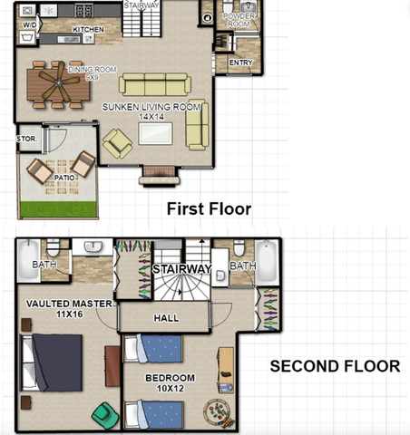 2 bedroom 2.5 floor plan