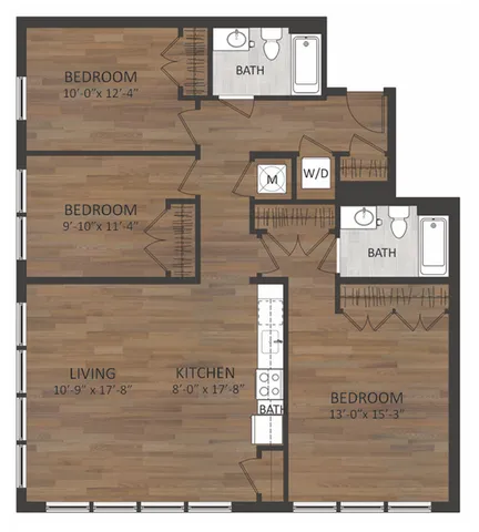TheBloomatBraddock - Three-Bedroom Floorplan