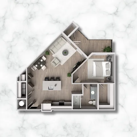 1BX - 770 sqft