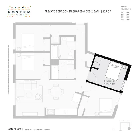 4 BED 2 BATH - B | 1,179 SF