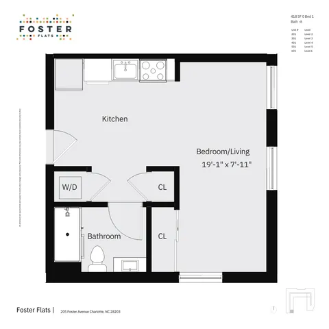 0 BED 1 BATH - A | 418 SF