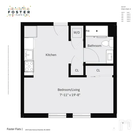 0 BED 1 BATH - E | 424 SF