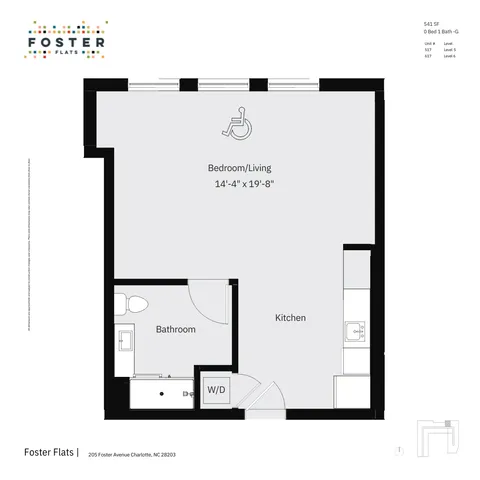 0 BED 1 BATH - G | 541 SF