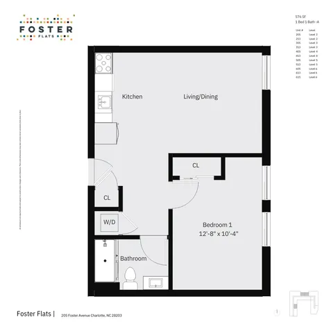 1 BED 1 BATH - A | 576 SF