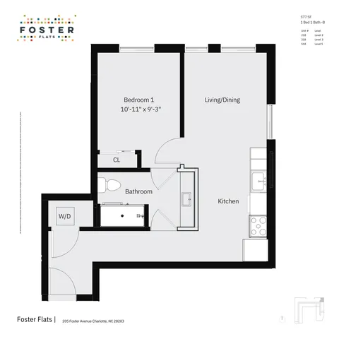1 BED 1 BATH - B | 577 SF