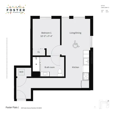 1 BED 1 BATH - C | 577 SF