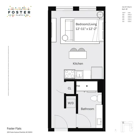 0 Bed 1 Bath -BF _ 366 SF