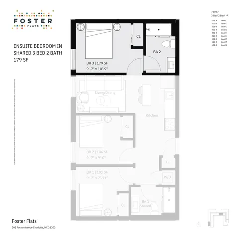 3 BED 2 BATH - A | 780 SF