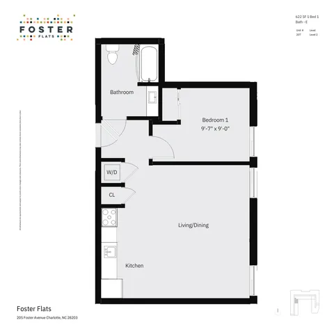 1 Bed 1 Bath - E | 622 SF