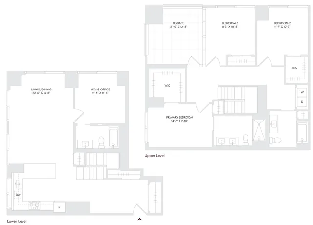 Elegant floor plan for Avira Residence 15 showcasing spacious 3-bedroom, 3-bath, with a den and terrace on floors 27-28.