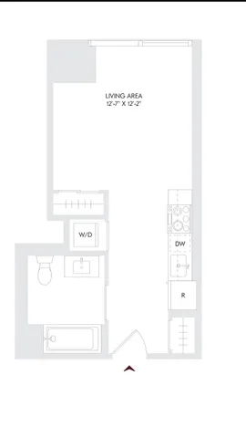 Avira Residence 8 floor plan showcasing a modern studio with 1 bath, featuring a spacious living area, conveniently located on floors 10-23 in Philadelphia.