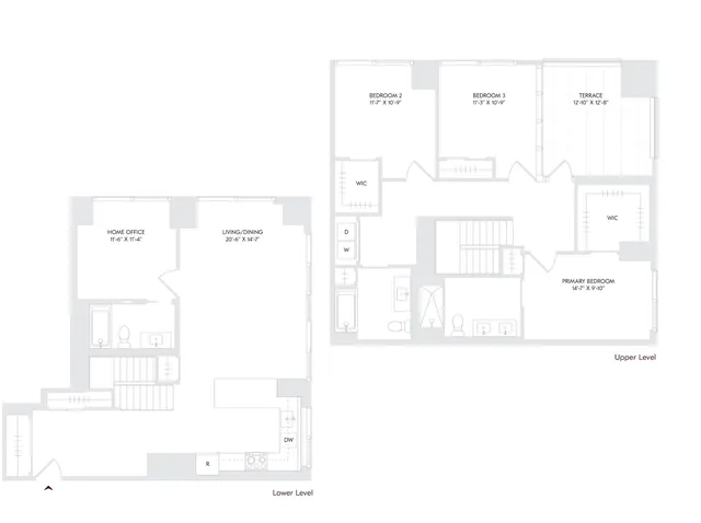 Elegant Avira floor plan showcasing Residence 3 with 3 bedrooms, a den, and a terrace on floors 27-28. Features include spacious living/dining area, home office, and modern amenities in Philadelphia.